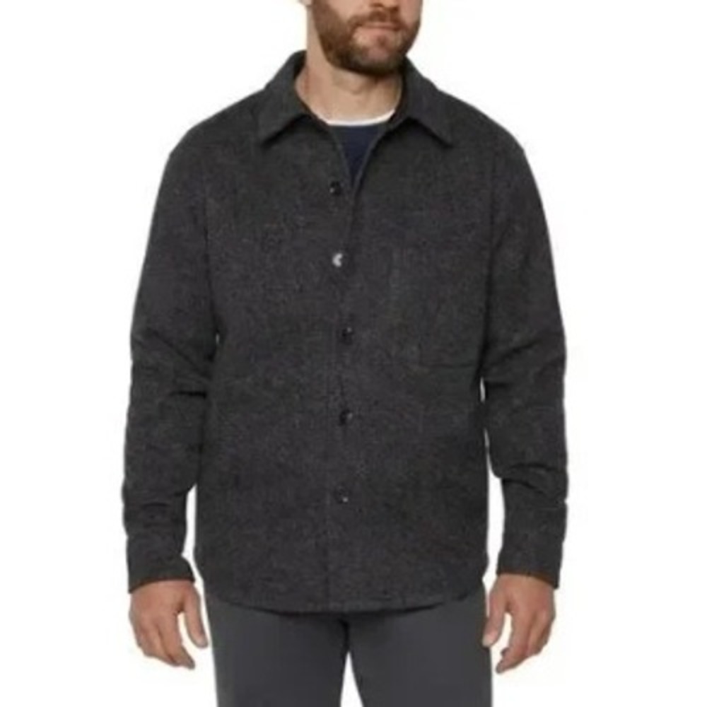 Banana Republic Mens Grey‎ Textured Button Front Lined Shirt Jacket Size M